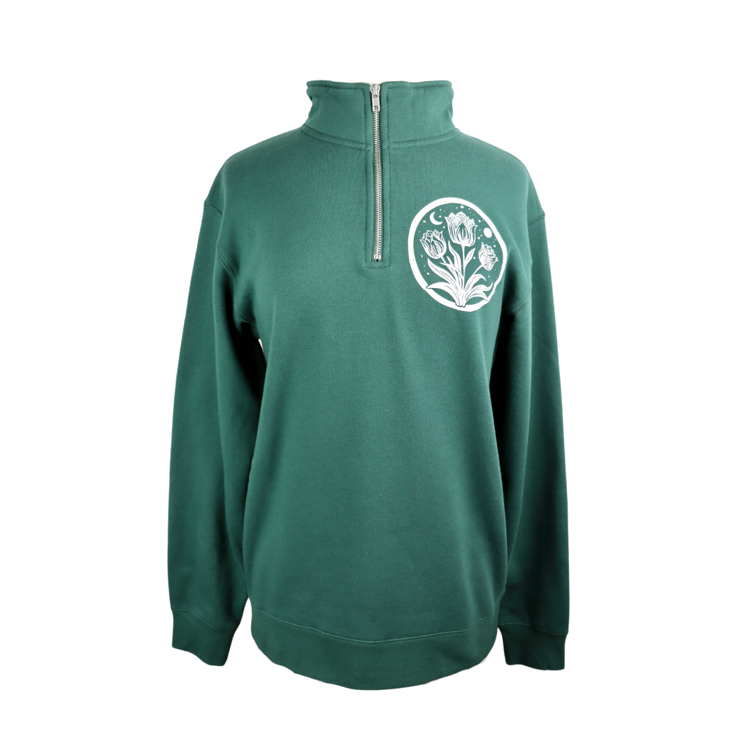Tulip Moon Unisex Quarter Zip in Forest Green