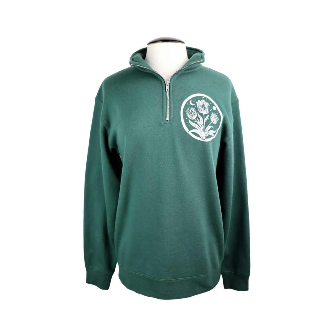 Tulip Moon Unisex Quarter Zip in Forest Green