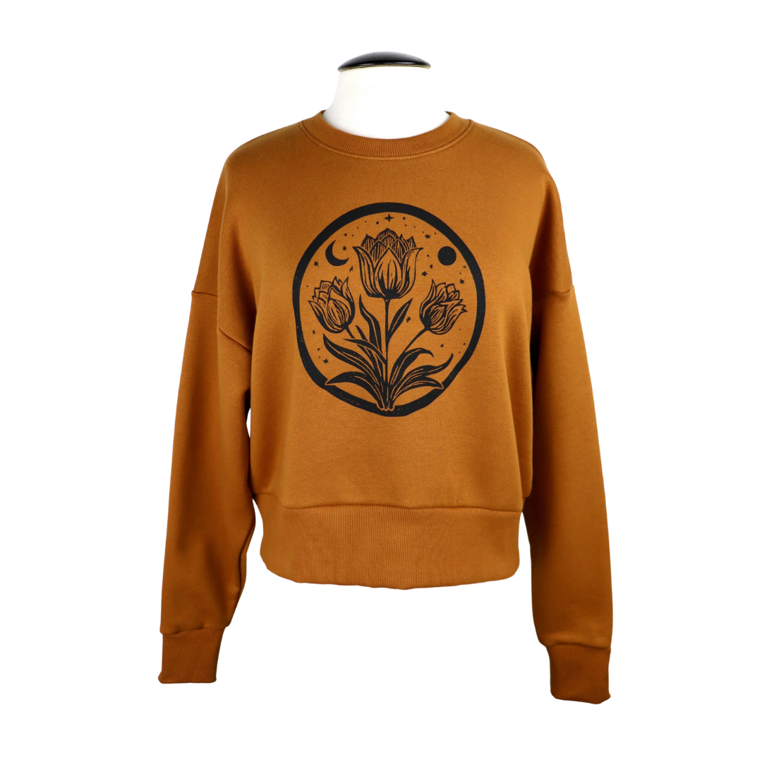 Tulip Moon Feminine Heavyweight Cropped Sweatshirt in Copper