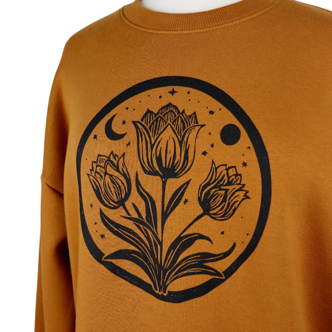 Tulip Moon Feminine Heavyweight Cropped Sweatshirt in Copper