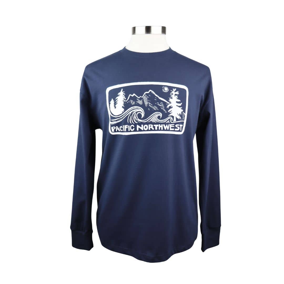 Pac 2.0 Unisex Cotton Long Sleeve Tee in Navy Blue