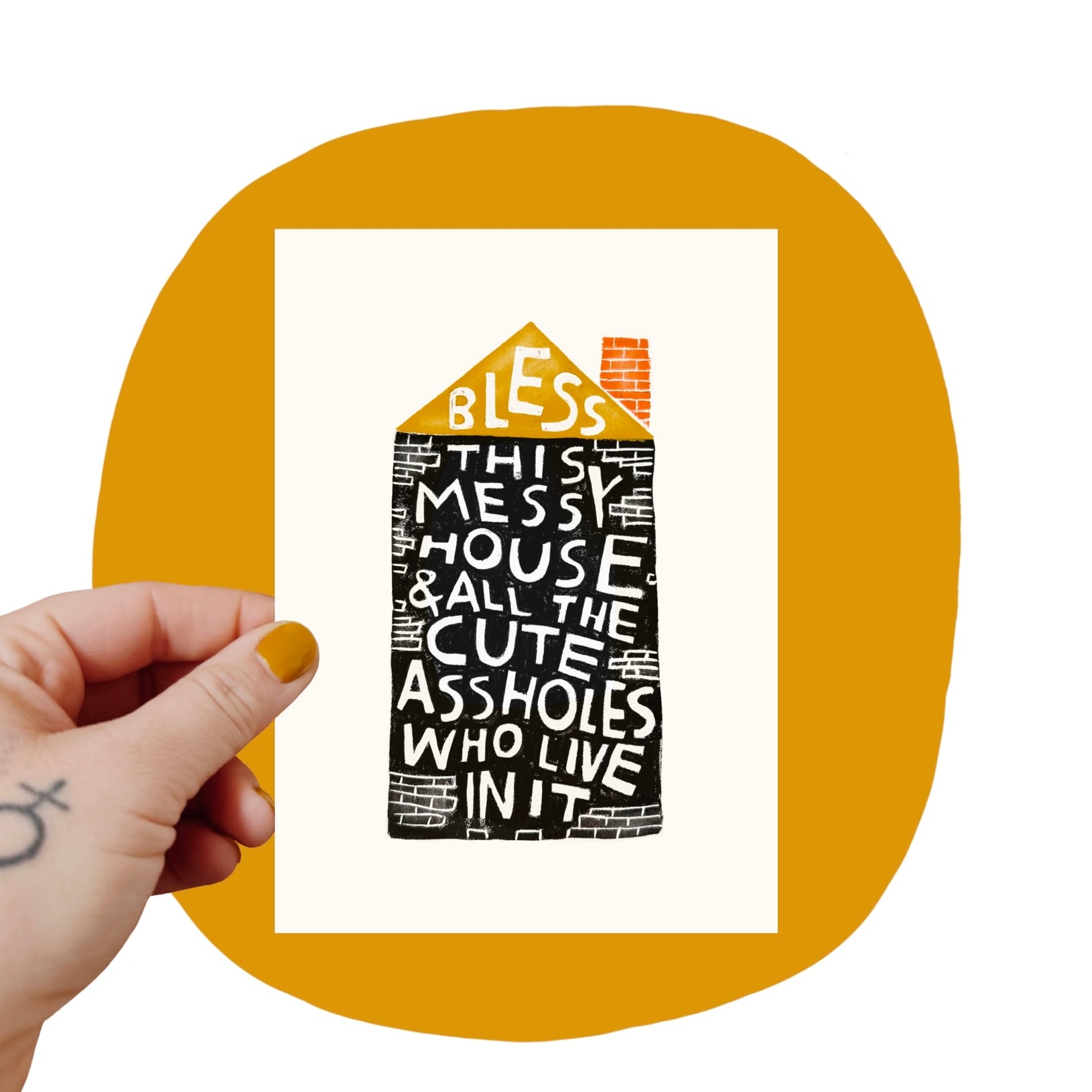 Bless This Messy House Art Print by Rani Ban Co.