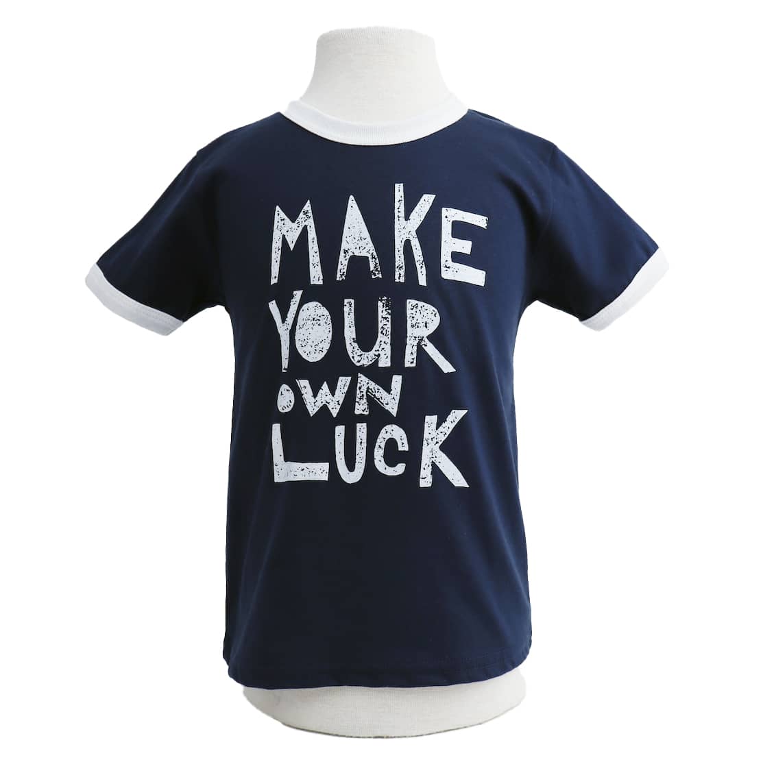 Make Your Own Luck Kid's Ringer Tee in Navy
