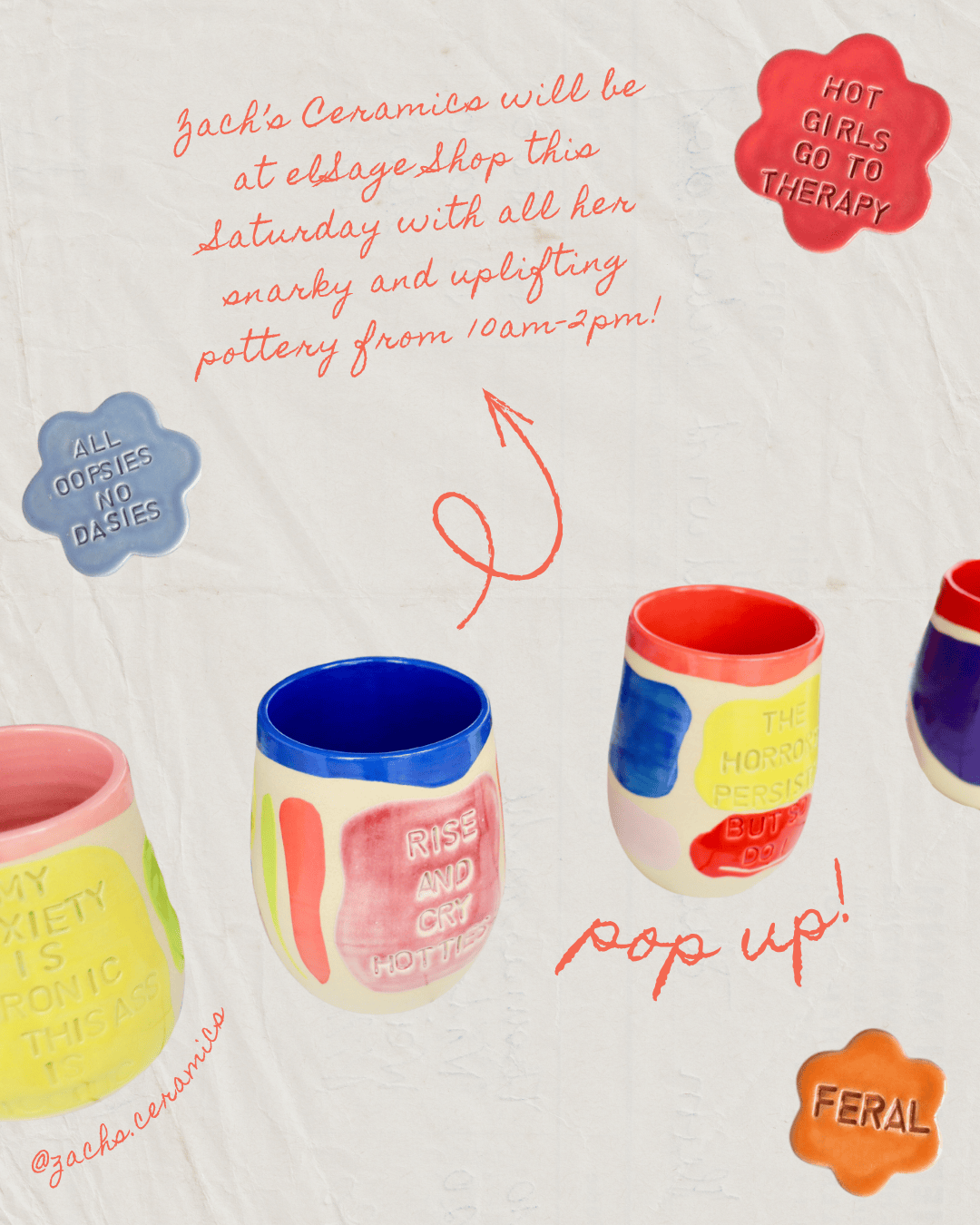Zach's Ceramics Pop-Up at elSage This Saturday, October 24