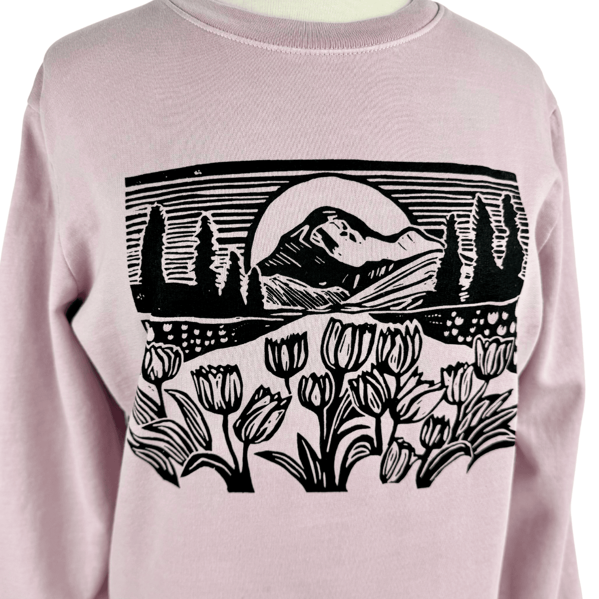 Mountain View Unisex Cotton Crewneck Sweatshirt in Light Lilac