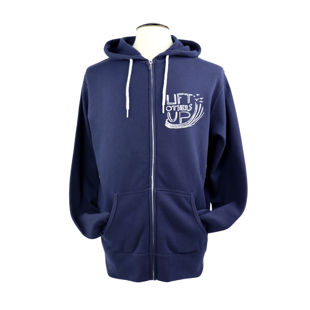 Lift Others Up Unisex Midweight Zip Hoodie in Navy