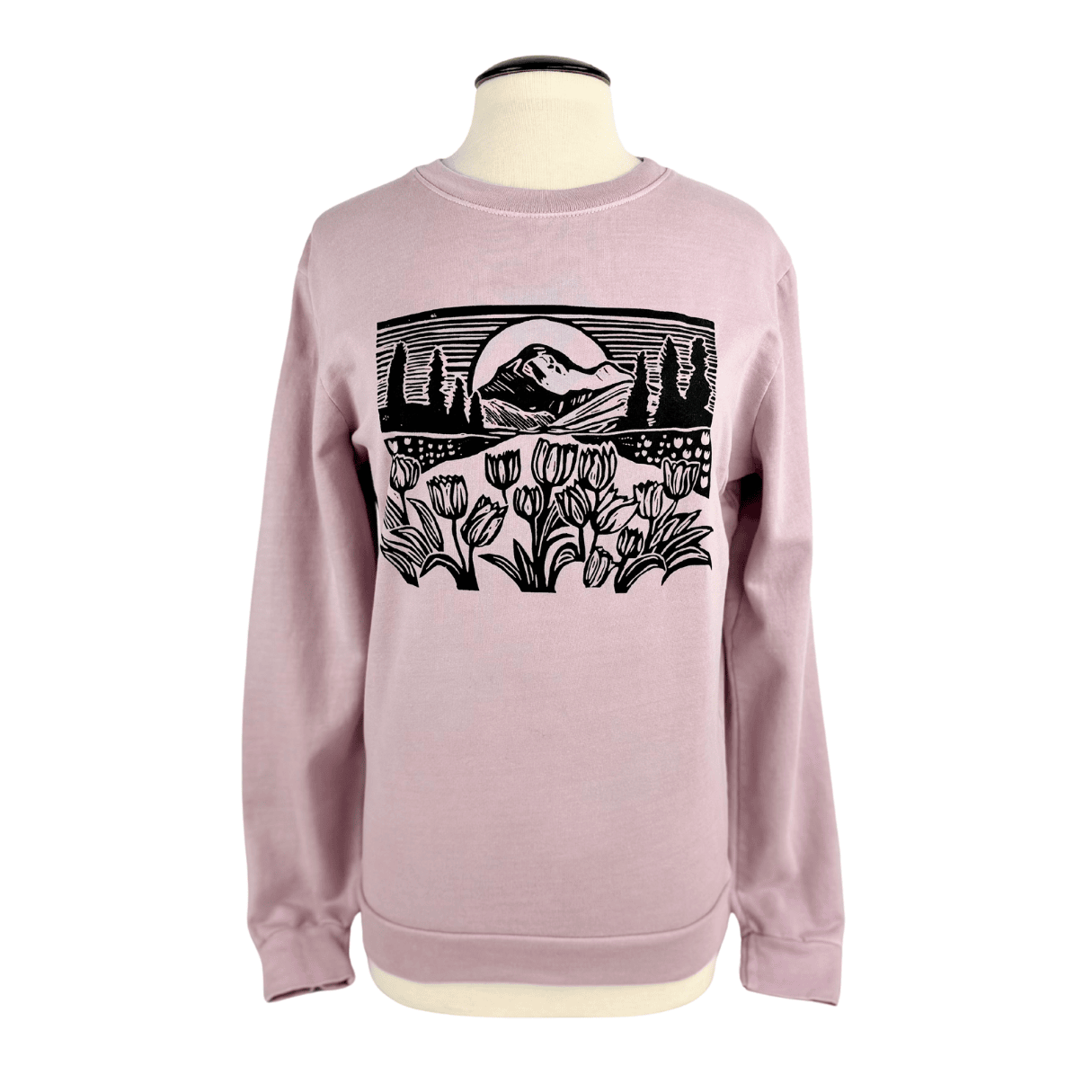 Mountain View Unisex Cotton Crewneck Sweatshirt in Light Lilac