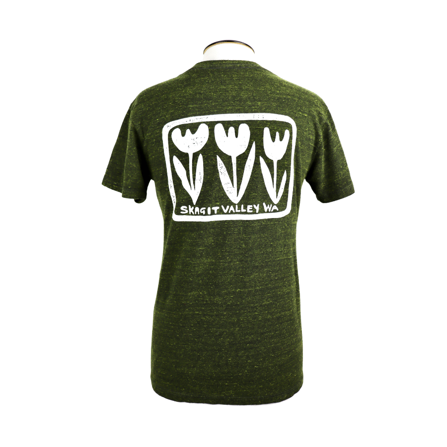 Tulip Row Unisex V-Neck Triblend Tee in Heathered Forest