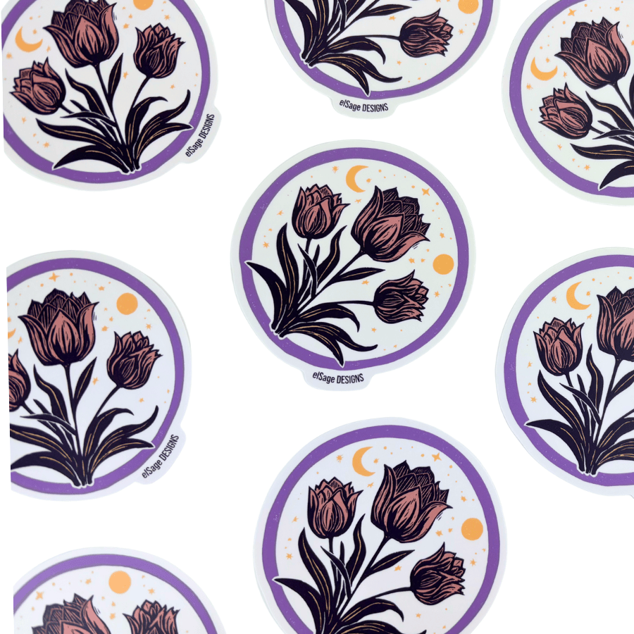 Tulip Moon Sticker