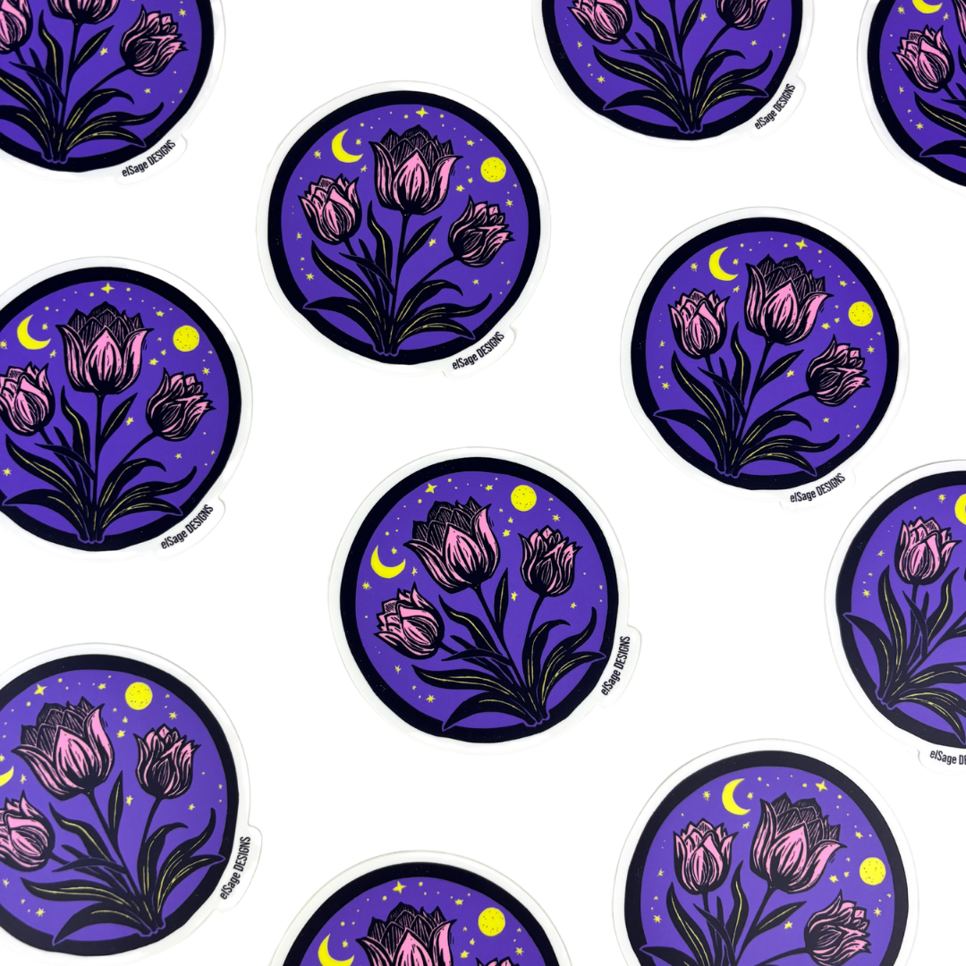 Tulip Moon Sticker