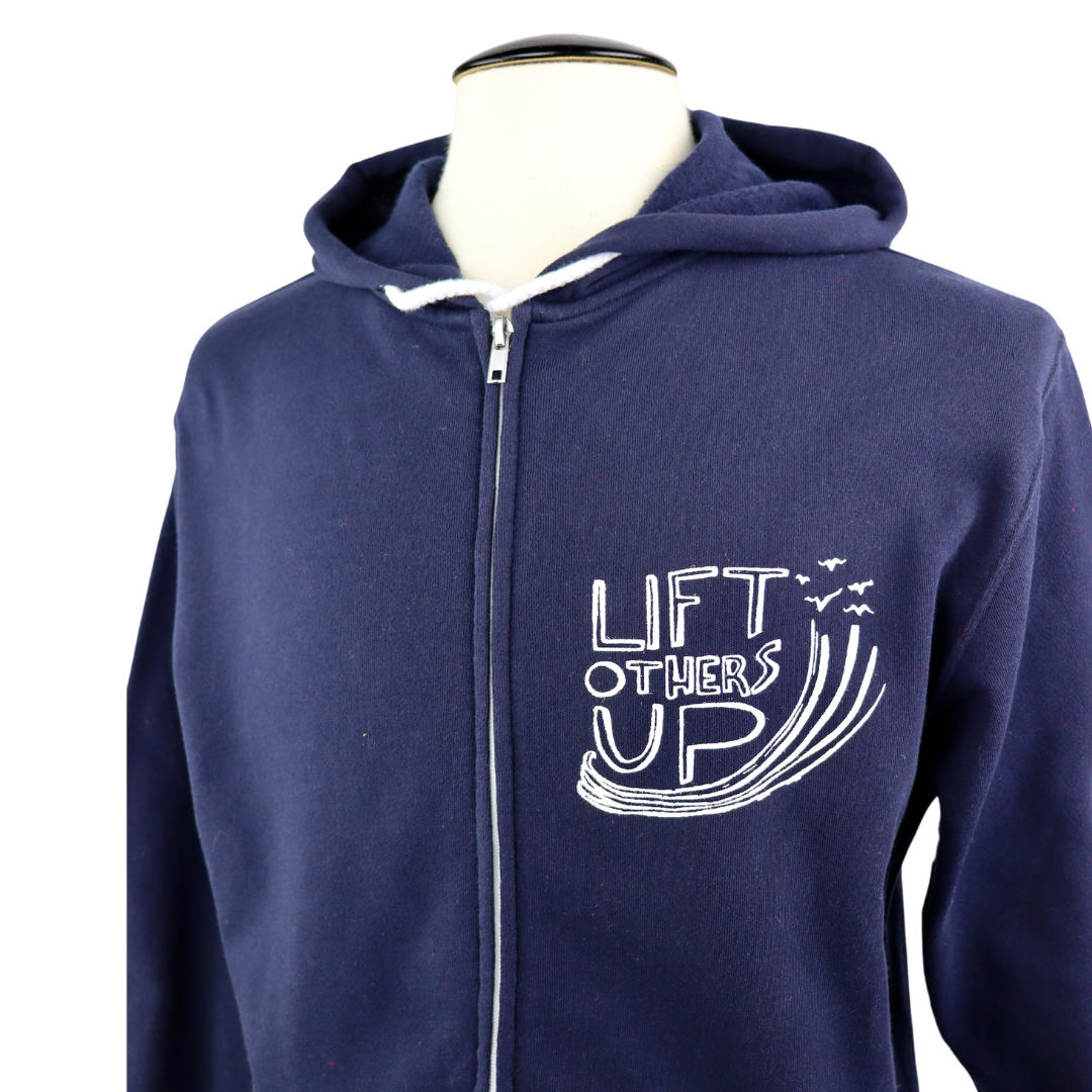 Lift Others Up Unisex Midweight Zip Hoodie in Navy