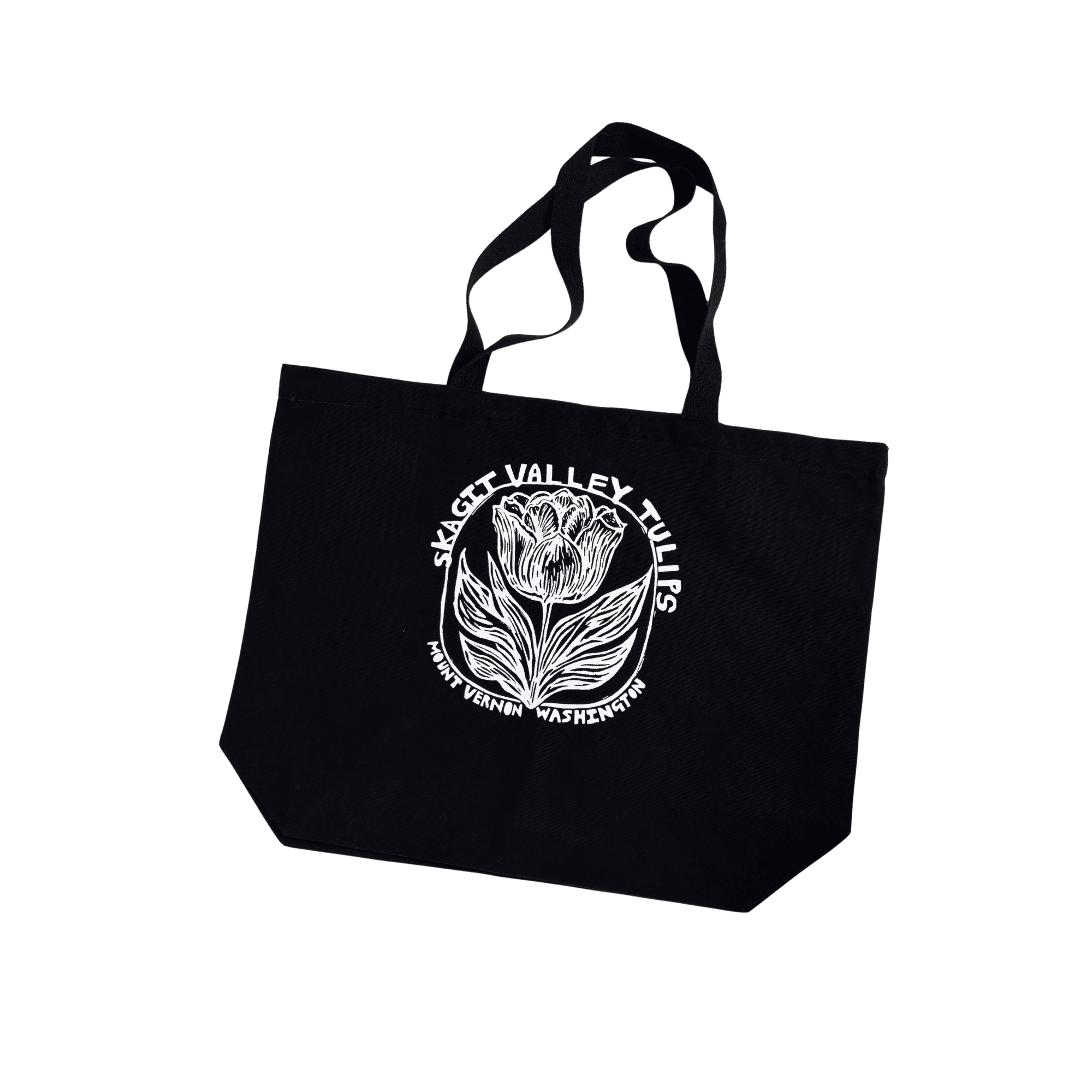 Skagit Valley Tulips Medium Tote Bag in Black
