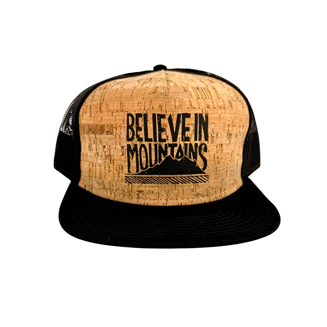 Believe In Mountains Cork Trucker Hat