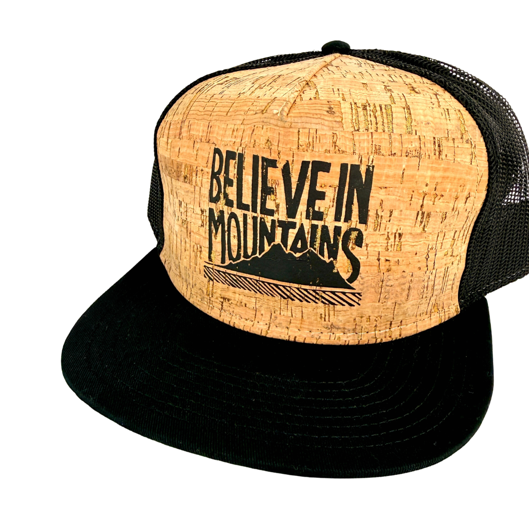 Believe In Mountains Cork Trucker Hat