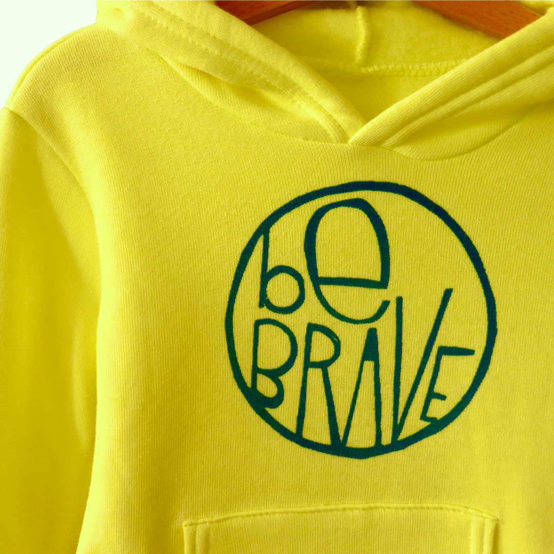 Be Brave Neon Yellow Toddler Pullover Hoodie