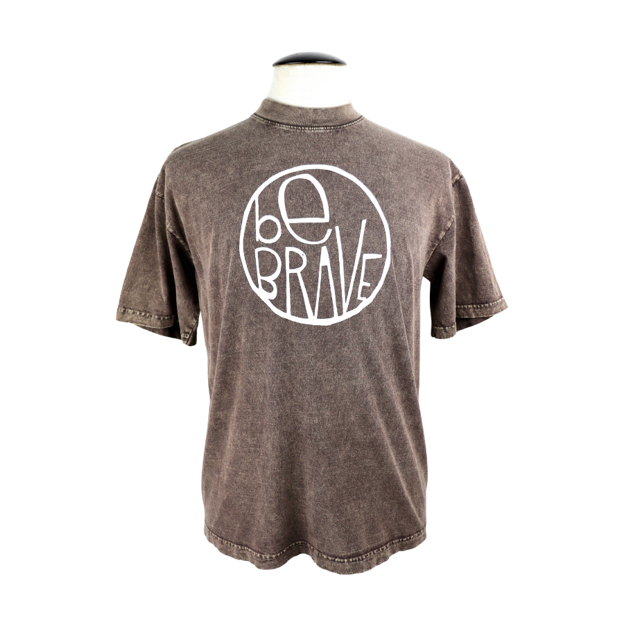 Be Brave Mineral Wash Unisex Tee in Cocoa