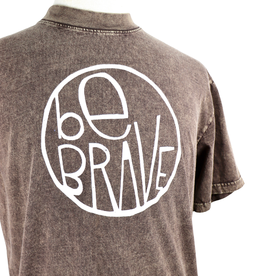 Be Brave Mineral Wash Unisex Tee in Cocoa