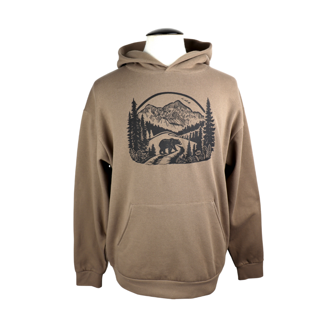 Wilderness Bear Unisex Midweight Hoodie in Brown