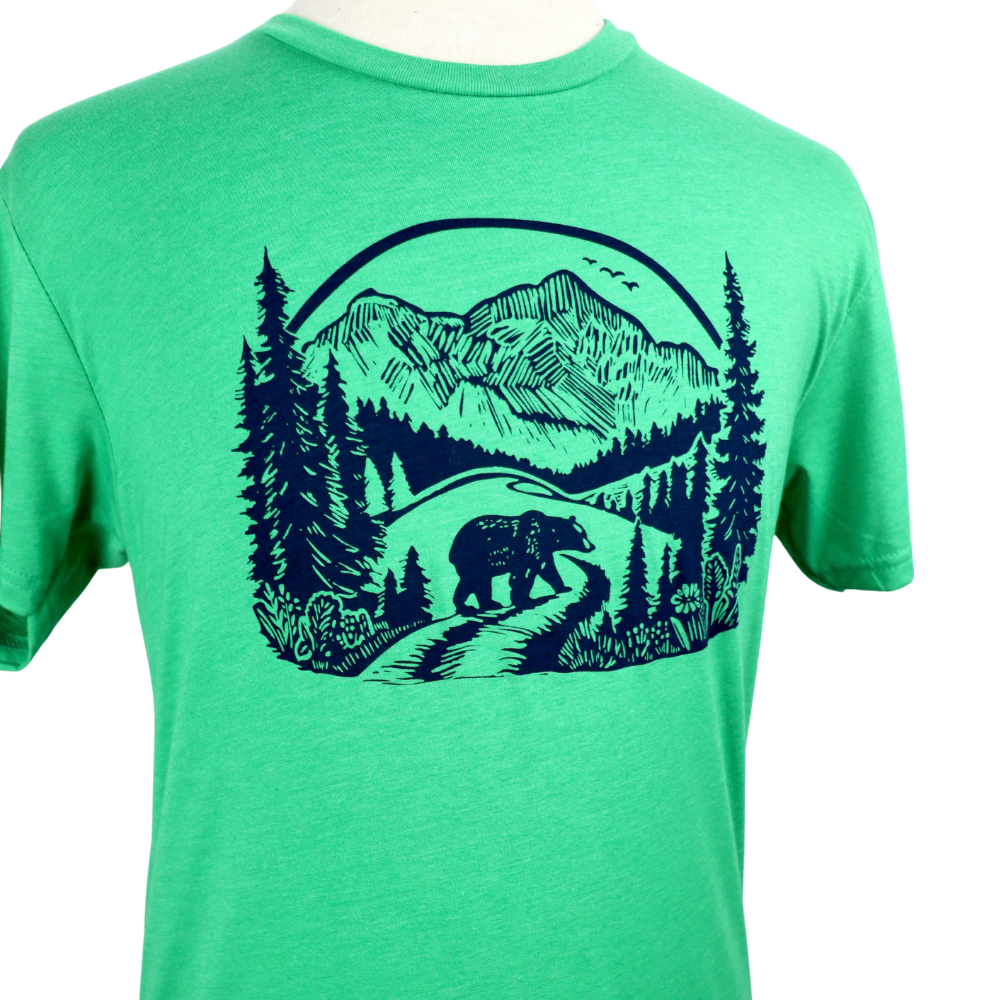 Wilderness Bear Unisex Triblend Tee in Green