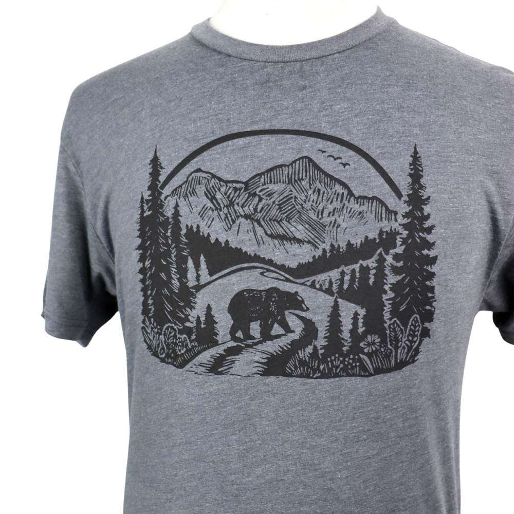 Wilderness Bear Unisex Triblend Tee in Gunmetal Grey