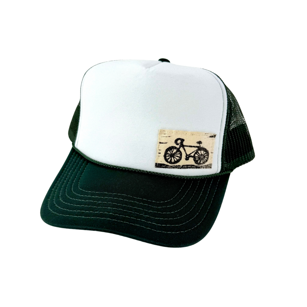 Block Printed Bike Patch Foam Trucker Hat