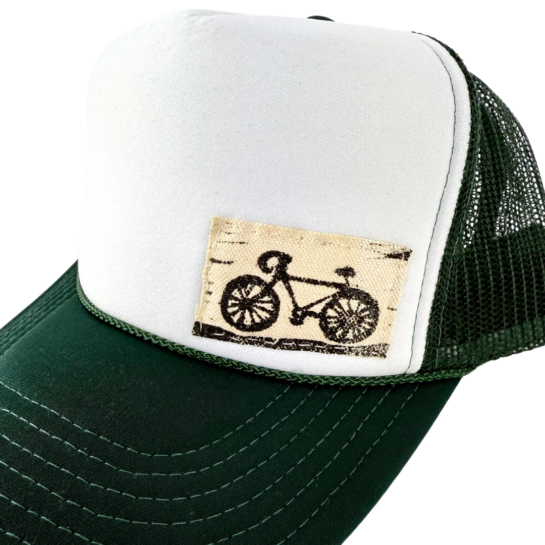 Block Printed Bike Patch Foam Trucker Hat