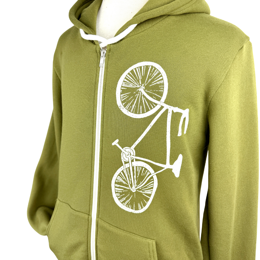Bike Unisex Zip Hoodie in Olive