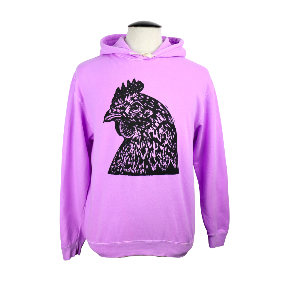 Pretty Chicken Unisex Cotton Hoodie in Neon Violet