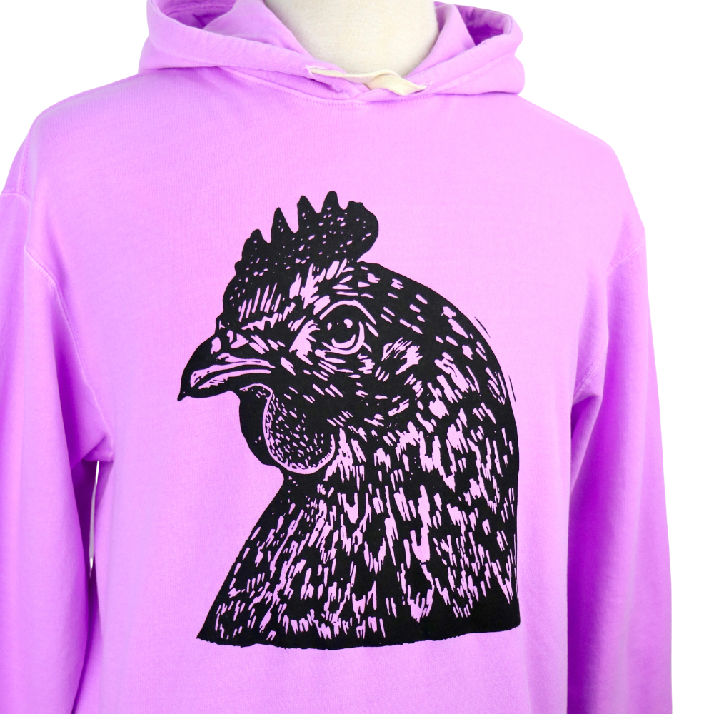 Pretty Chicken Unisex Cotton Hoodie in Neon Violet