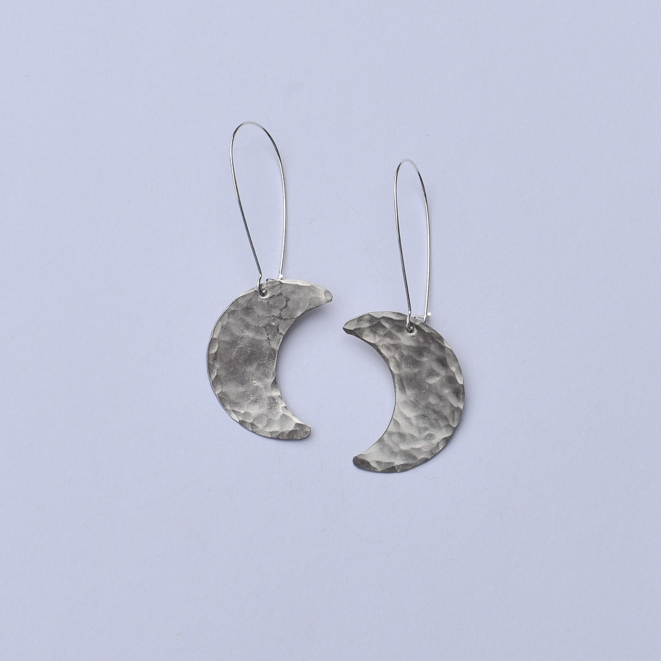 Crescent Moon Hammered Metal Earrings