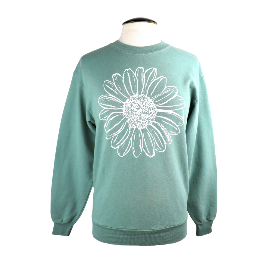 Daisy Unisex French Terry Crewneck Sweatshirt in Atlantic Green