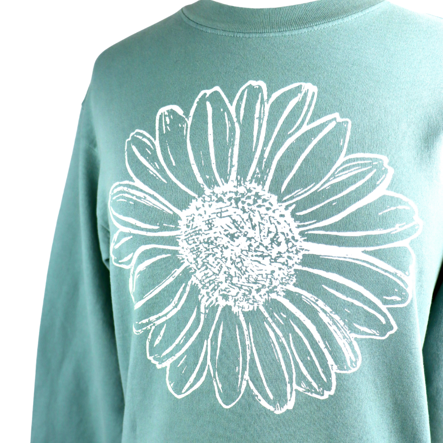 Daisy Unisex French Terry Crewneck Sweatshirt in Atlantic Green