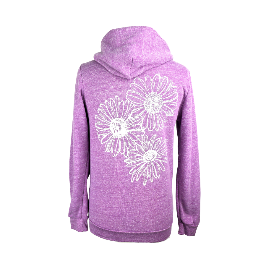 Daisy Unisex Triblend Zip Hoodie in Heathered Lilac