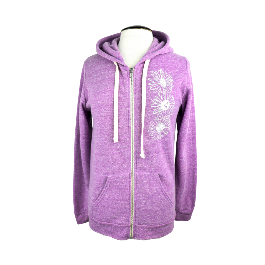Daisy Unisex Triblend Zip Hoodie in Heathered Lilac