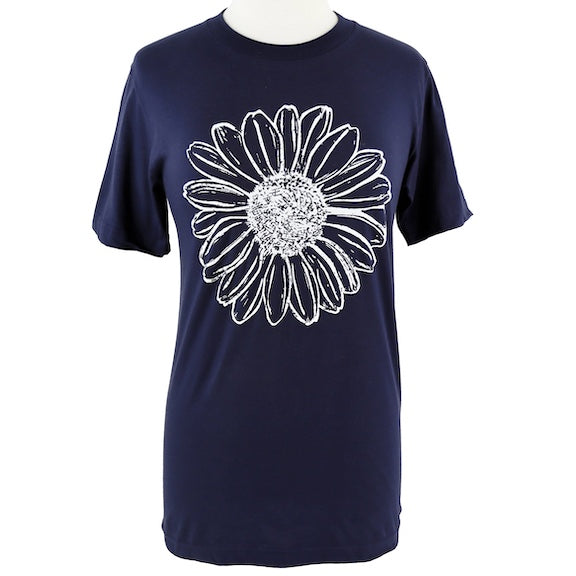 Daisy Unisex 100% Cotton Tee in Navy