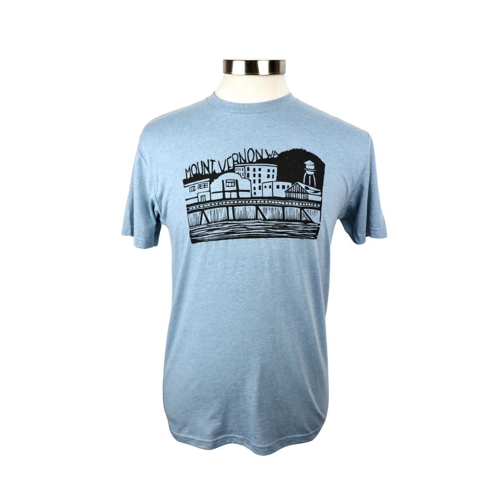 Downtown Mount Vernon Unisex Triblend Tee in Light Blue