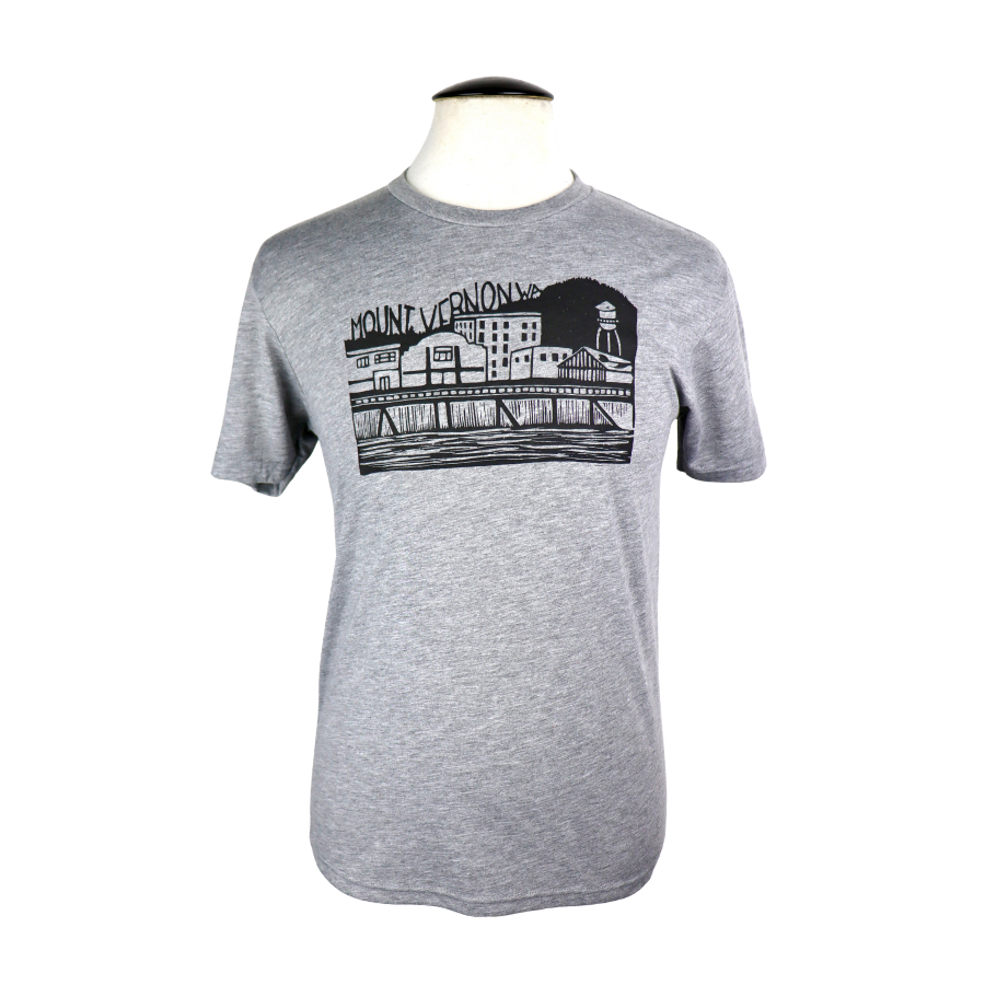 Downtown Mount Vernon Unisex Triblend Tee in Grey