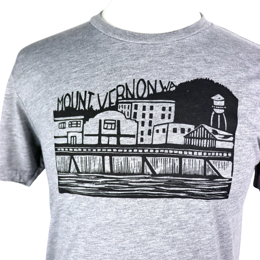 Downtown Mount Vernon Unisex Triblend Tee in Grey