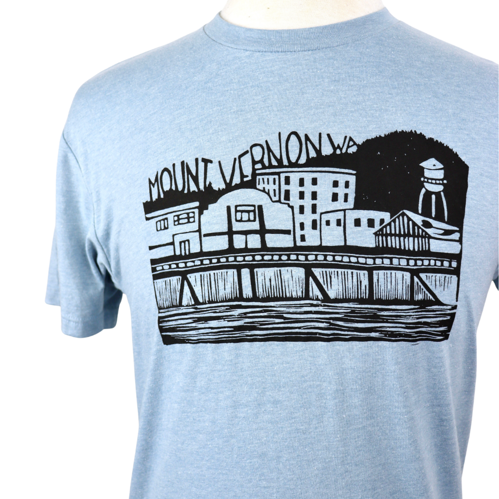 Downtown Mount Vernon Unisex Triblend Tee in Light Blue