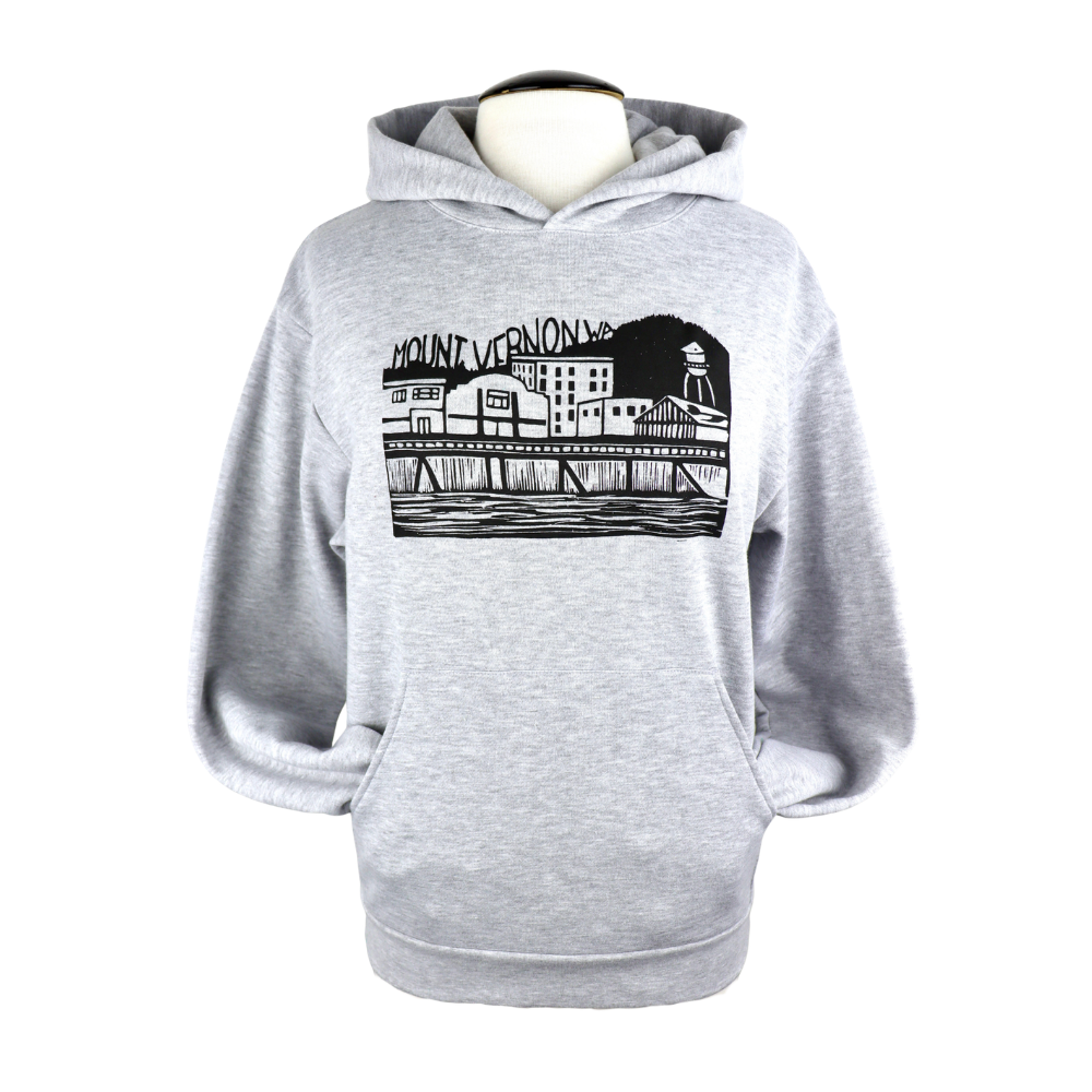 Downtown Mount Vernon Unisex Midweight Hoodie in Grey