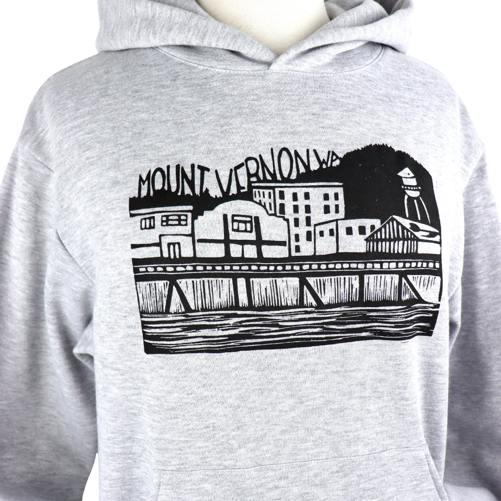 Downtown Mount Vernon Unisex Midweight Hoodie in Grey