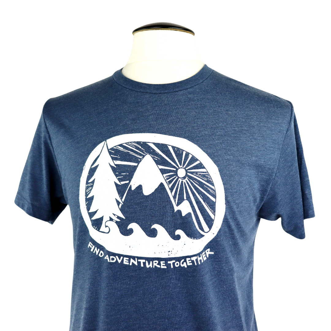 Find Adventure Together Unisex Triblend Tee in Heathered Indigo