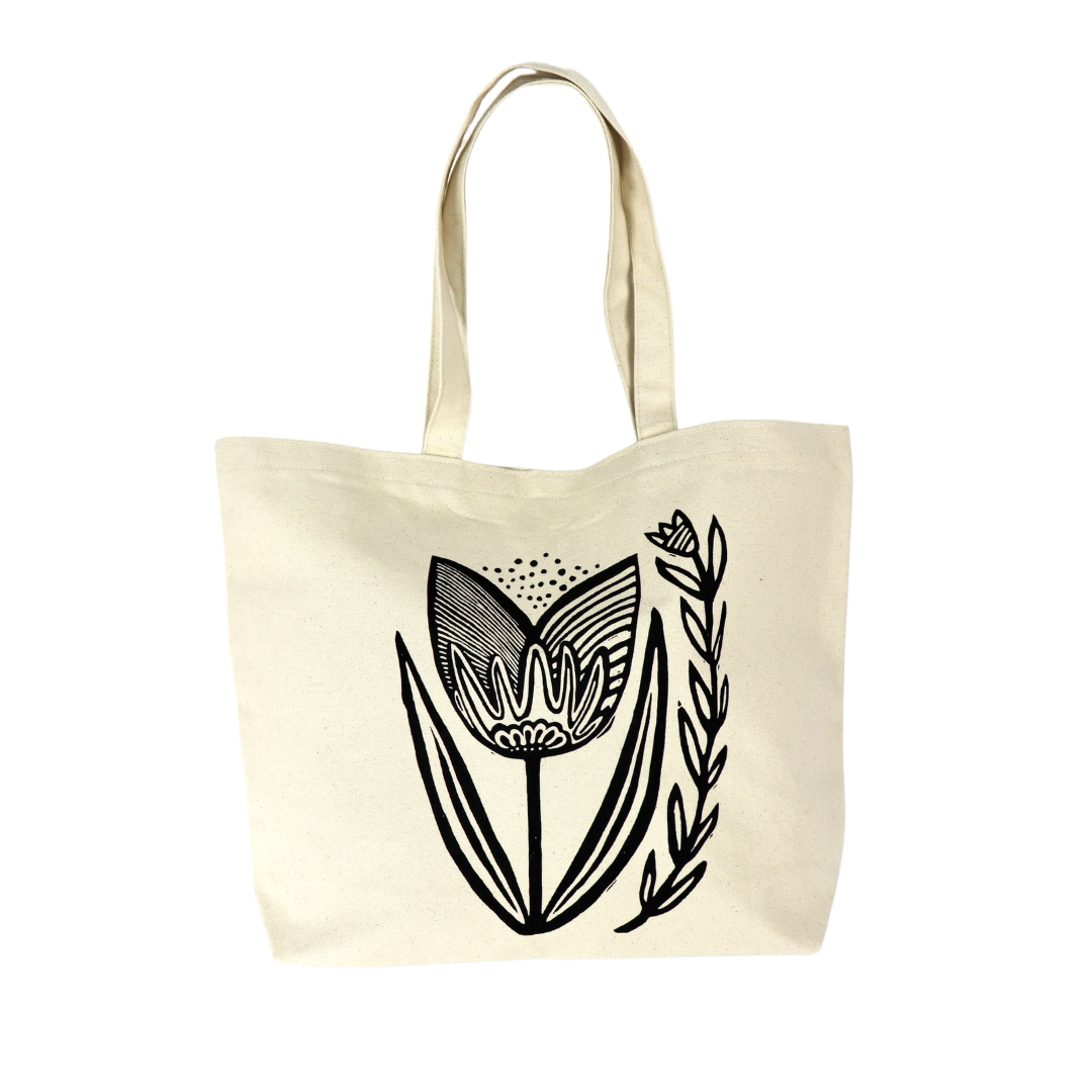 Folksy Tulip Large Tote Bag