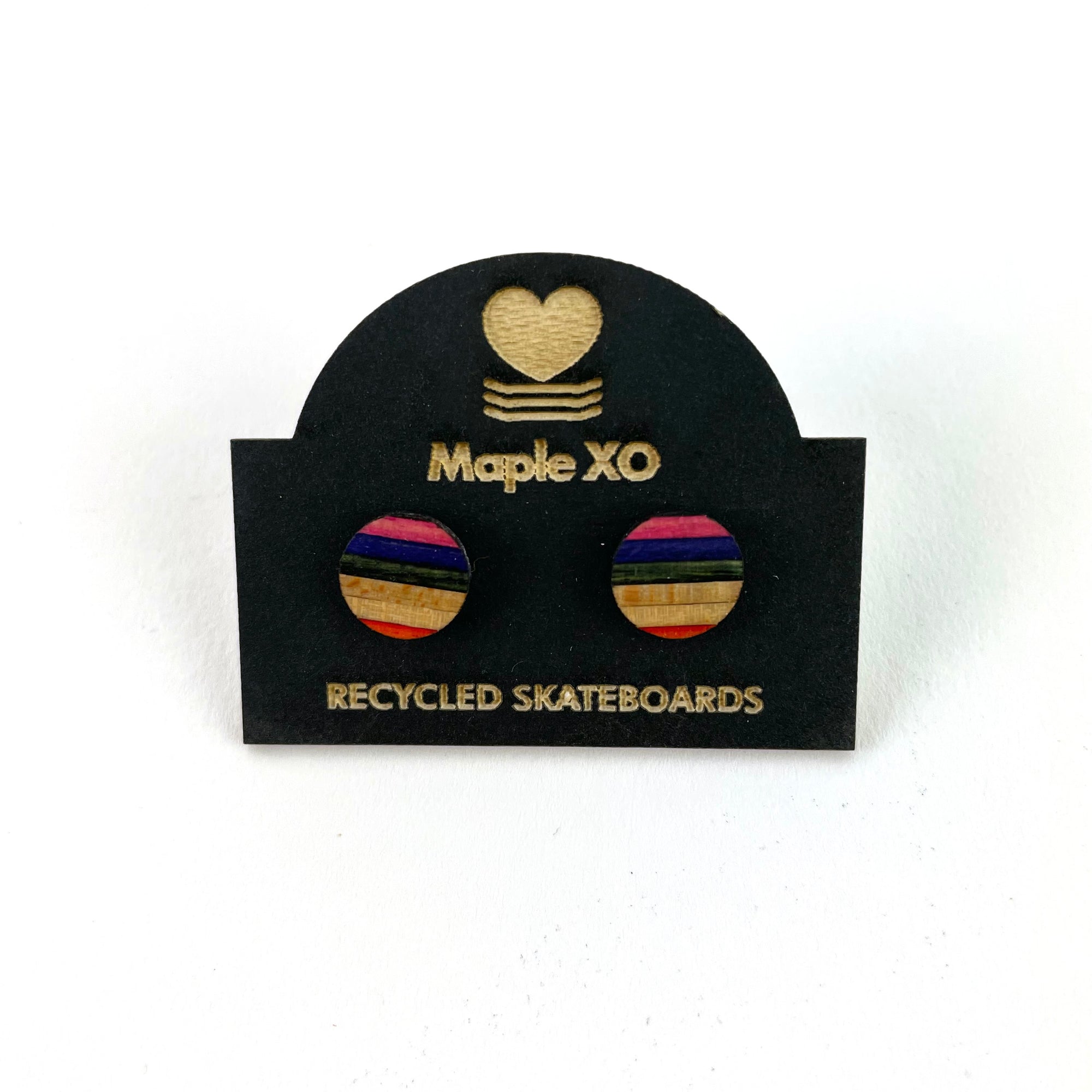 Recycled Skateboard Stud Earrings