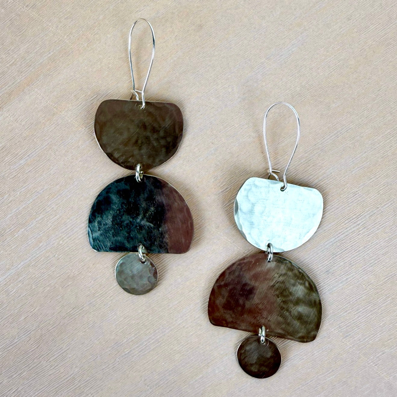 Multi-Shape Hammered Metal Earrings