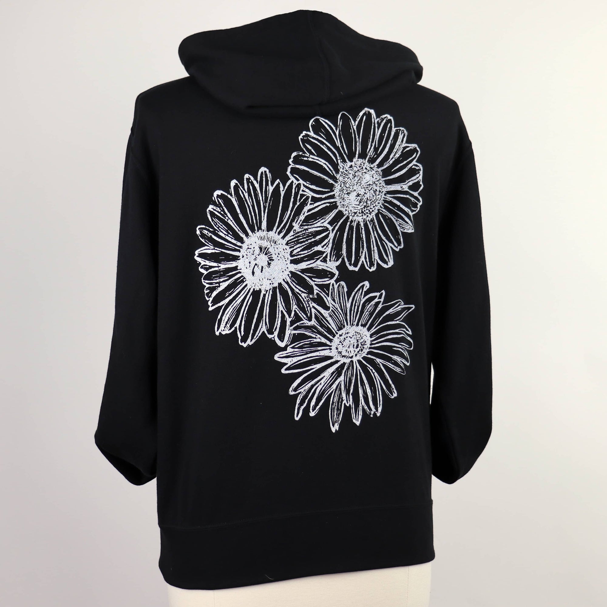 Daisy Unisex Terry Zip Hoodie in Black