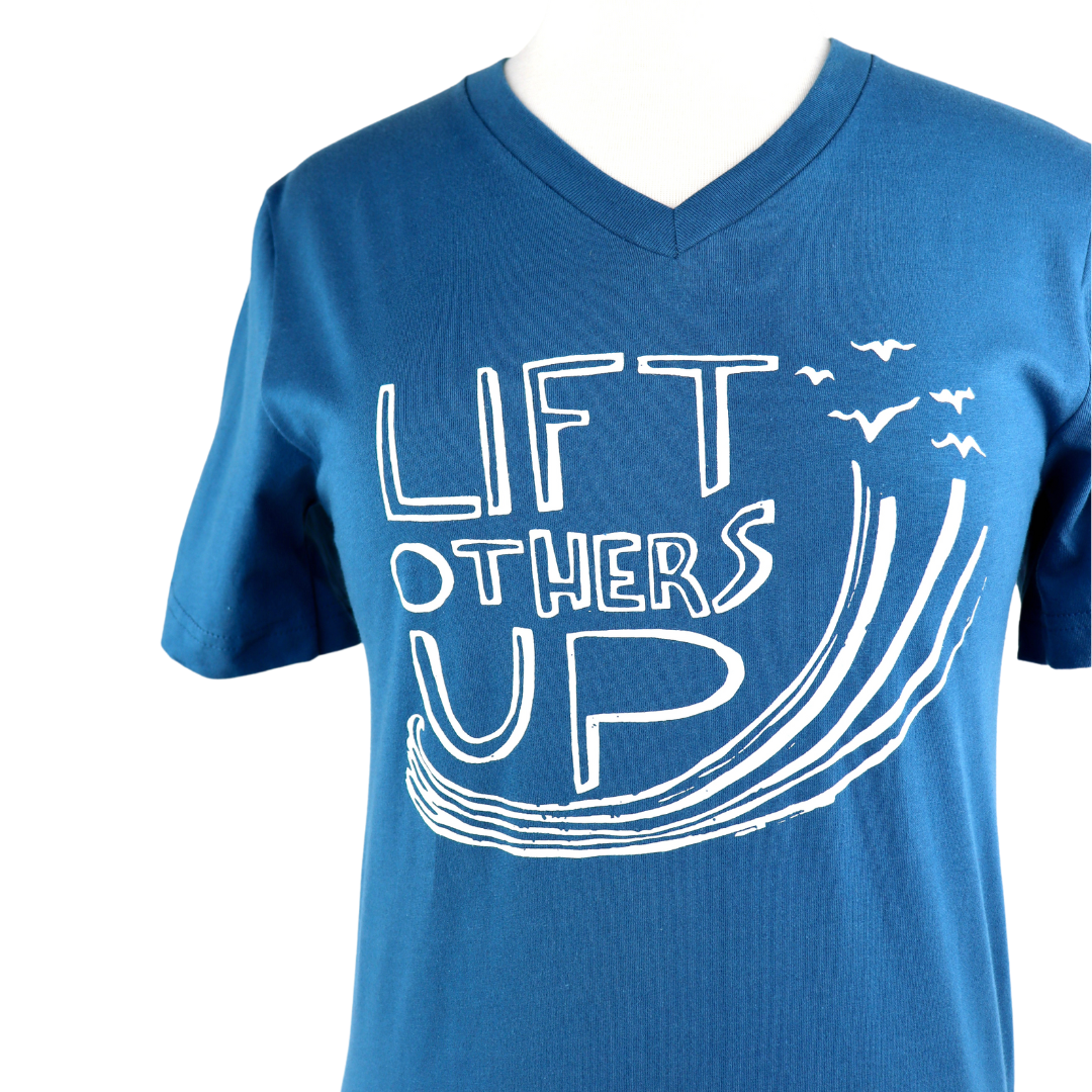 Lift Others Up Unisex Cotton V-Neck Tee in Teal