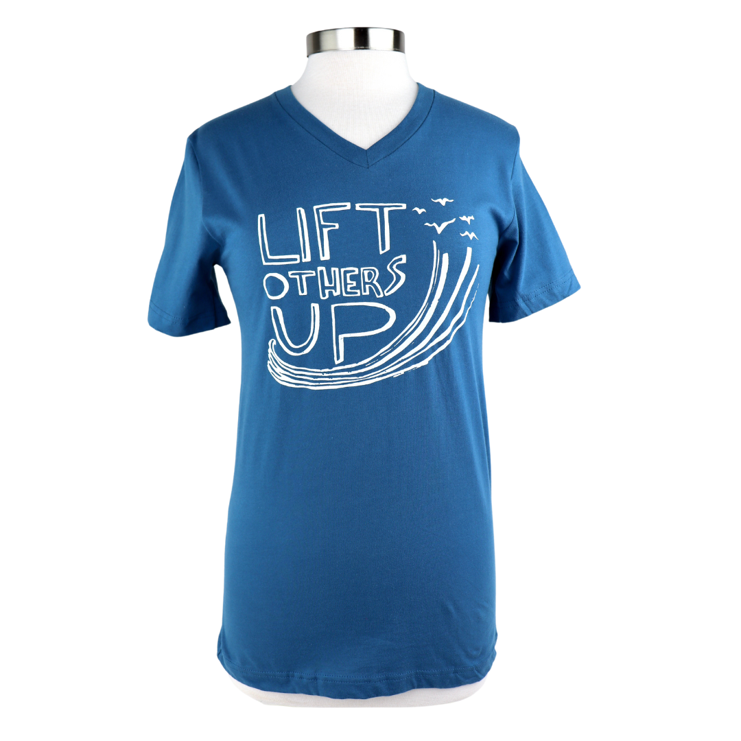 Lift Others Up Unisex Cotton V-Neck Tee in Teal