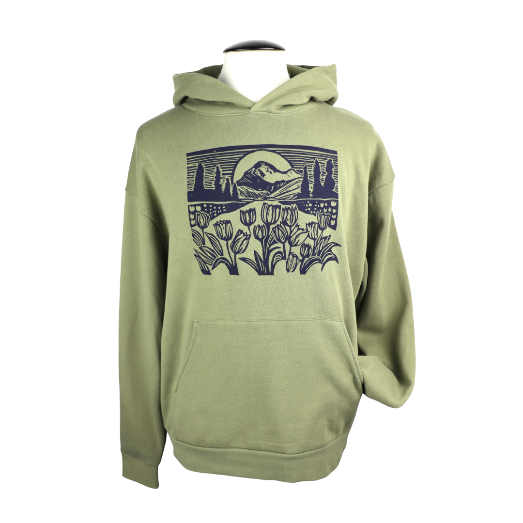 Mountain View Unisex Midweight Hoodie in Olive Green