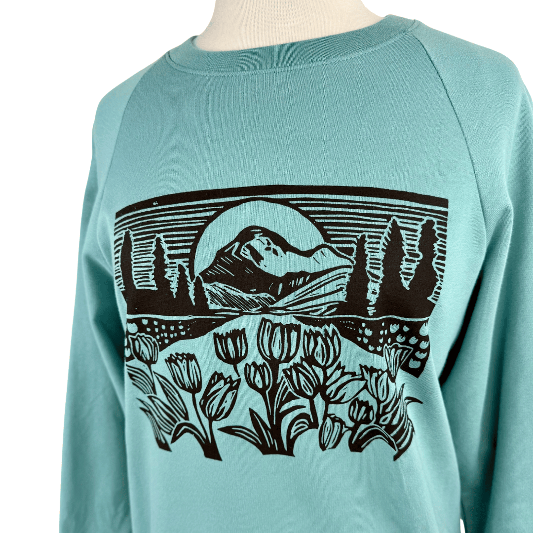 Mountain View Unisex Organic Cotton Crewneck Sweatshirt in Arctic Blue